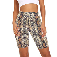 Lato Leopard serpentynowy nadruk gorące spodenki dla kobiet moda wysokiej talii Slim Sport spodenki dla motocyklisty Activewear kobieta Streetwear 3